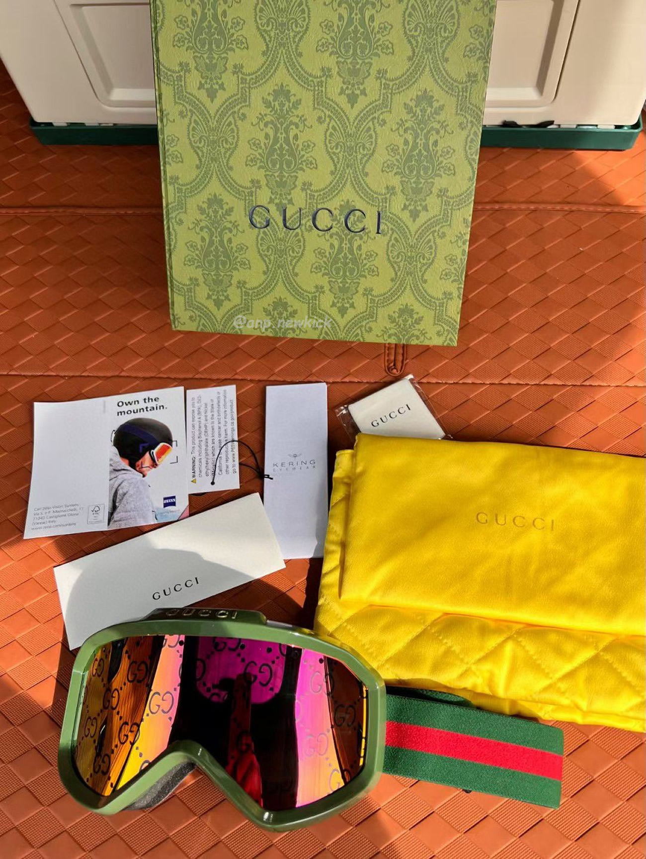 Gucci Ski Goggle Black Pink Olive Green White (10) - newkick.cc